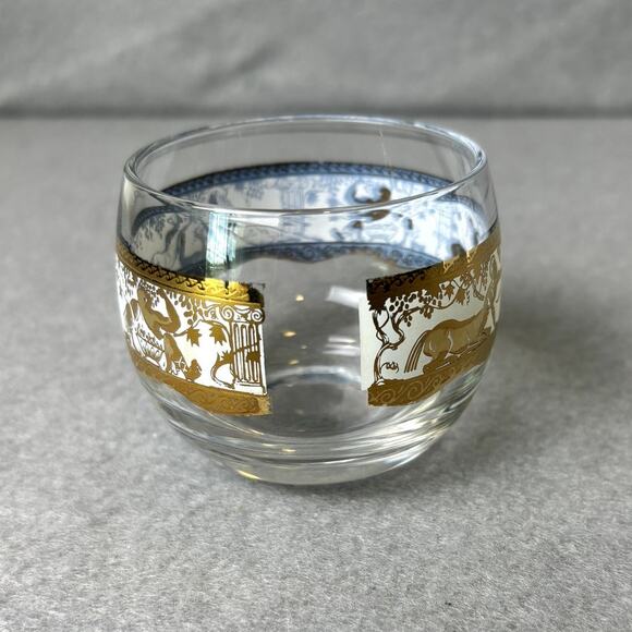 Replacement Mid Century Modern Barware Gold Gilt Scroll Cordial Roly Poly Glass - Picture 5 of 8